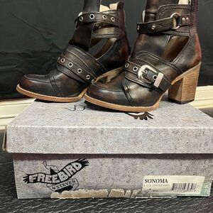 Freebird by Steven Women's Sonoma Black Distressed Heeled Boots